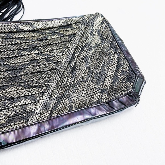 3.1 Philip Lim Snakeskin Metallic Bag Tassel Accents Black/Gold - Picture 5 of 7